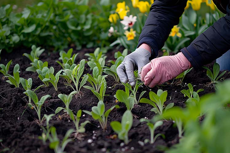 Planting trees, shrubs, flowers, and seasonal plants for vibrant gardens.