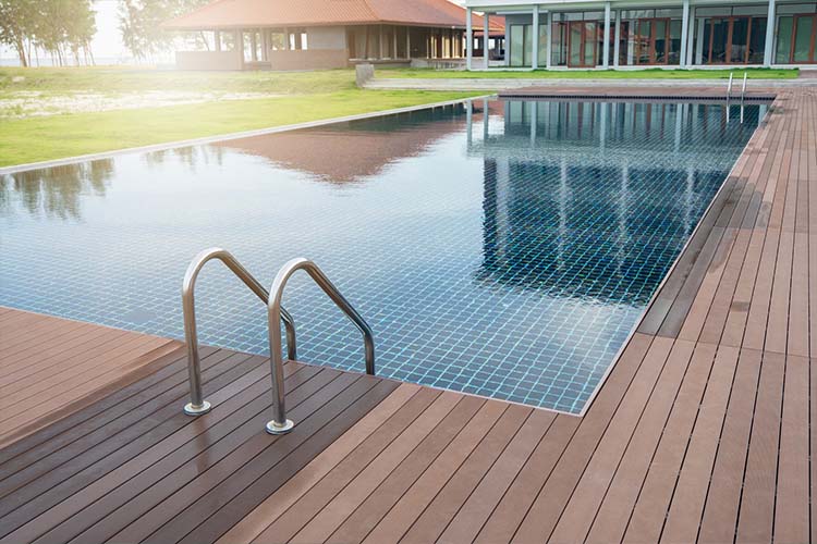 Designing stylish poolside decks and outdoor lounge areas with detail.