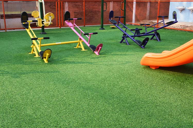 Soft, safe turf designed for children’s play zones with cushioned support.