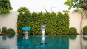Luxury outdoor landscape with garden planting and completed residential features